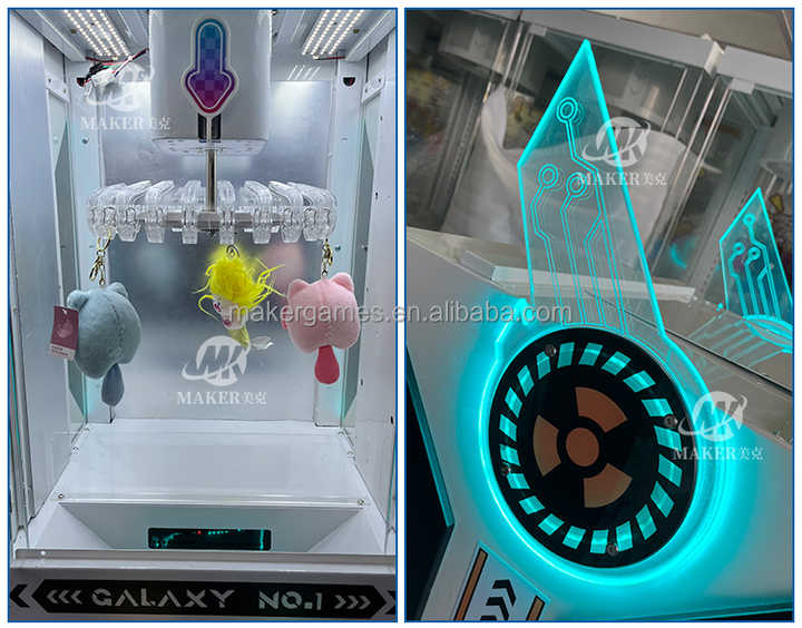 MAKER Colorful Light Rabbit Claw Machine Clip Prize Game Arcade Game Metal Coin Operated Games Doll Machine Clip Machine