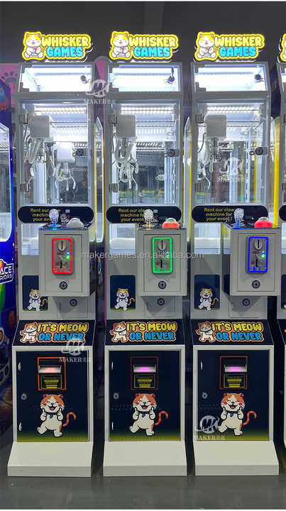 MAKER Factory Price Boutique Plush Toy/Doll Naughty Cat Arcade Metal Coin Operated Games Mini Doll Machine