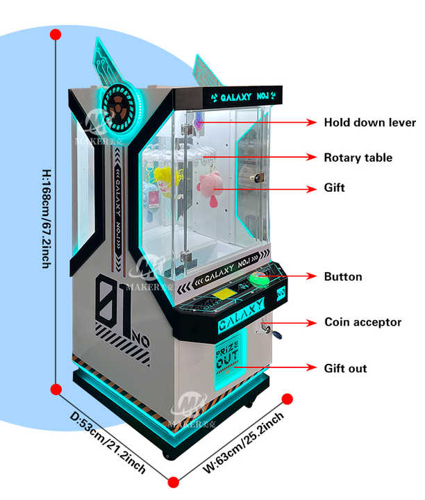 MAKER Cool Light Rabbit Claw Machine Clip Prize Game Arcade Games Metal Coin Operated Games Doll Machine Clip Machine
