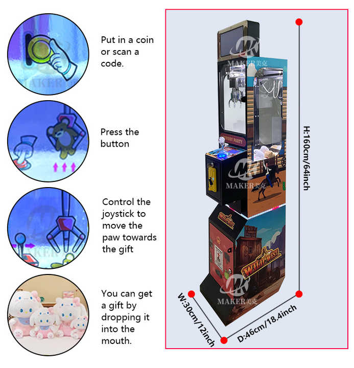 Quality Guarantee LCD Screen Arcade Coin Operated Game Prize Child Toys  Doll  Mini Claw Crane Machine