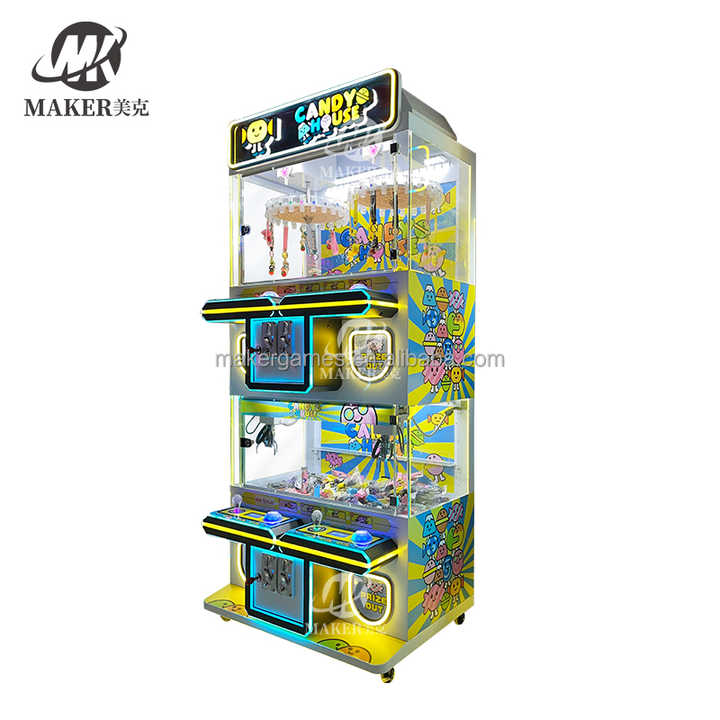 Toy Catcher Prize Arcade Game Small Doll Crane Machines 4 Players Clip Prize Mini Doll Plush Crane Claw Machine