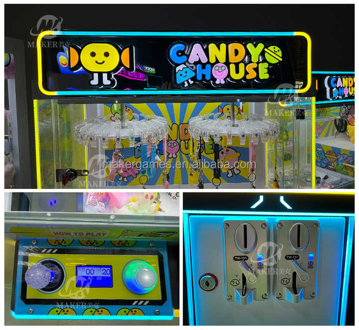 Toy Catcher Prize Arcade Game Small Doll Crane Machines 4 Players Clip Prize Mini Doll Plush Crane Claw Machine