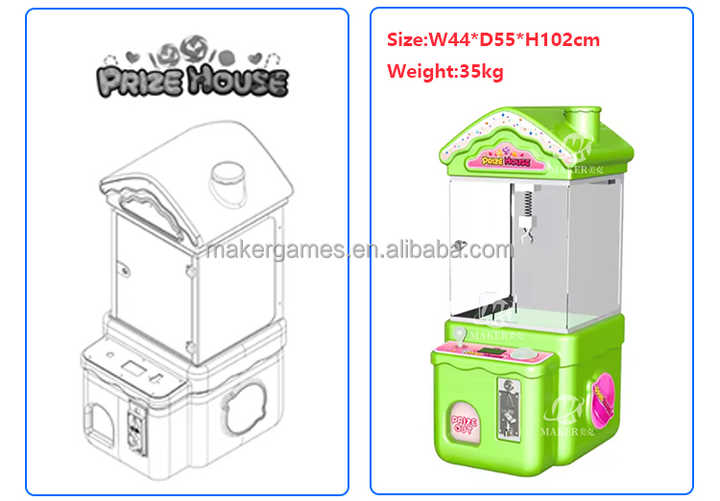 Maker New Mini Claw Machine Prize Small House Claw Crane Machine Coin Operated Plastic Doll Machine