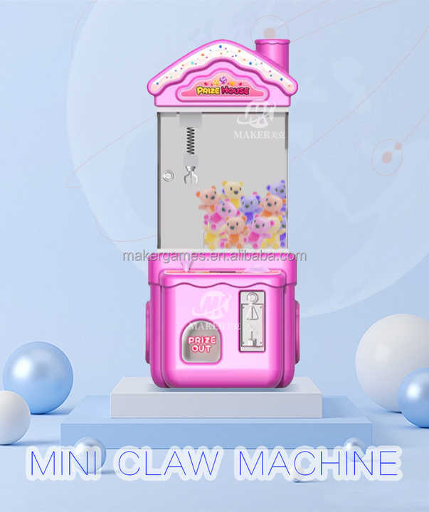 Maker New Mini Claw Machine Prize Small House Claw Crane Machine Coin Operated Plastic Doll Machine