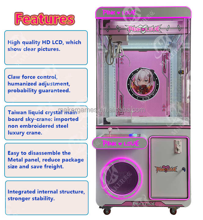 MAKER  Dolls Catcher Games Machine Coin Operated Toy Arcade Crane Claw Machine