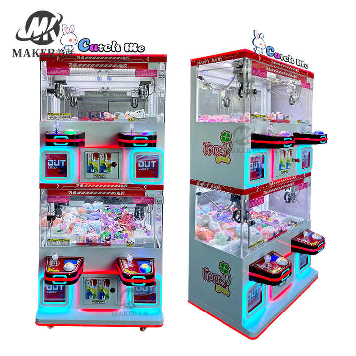 4 Players Doll Crane Toy Catcher Prize Arcade Game Machines Mini Plush Crane Claw Machine
