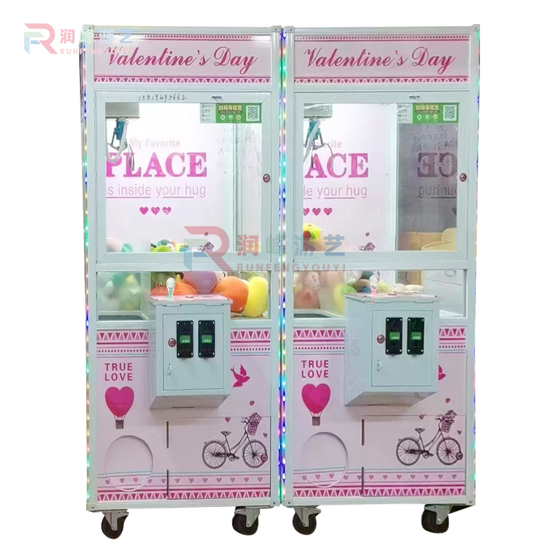Hot Sale Customized pink Claw Machine  Game Coins Custom Doll Crane Machine