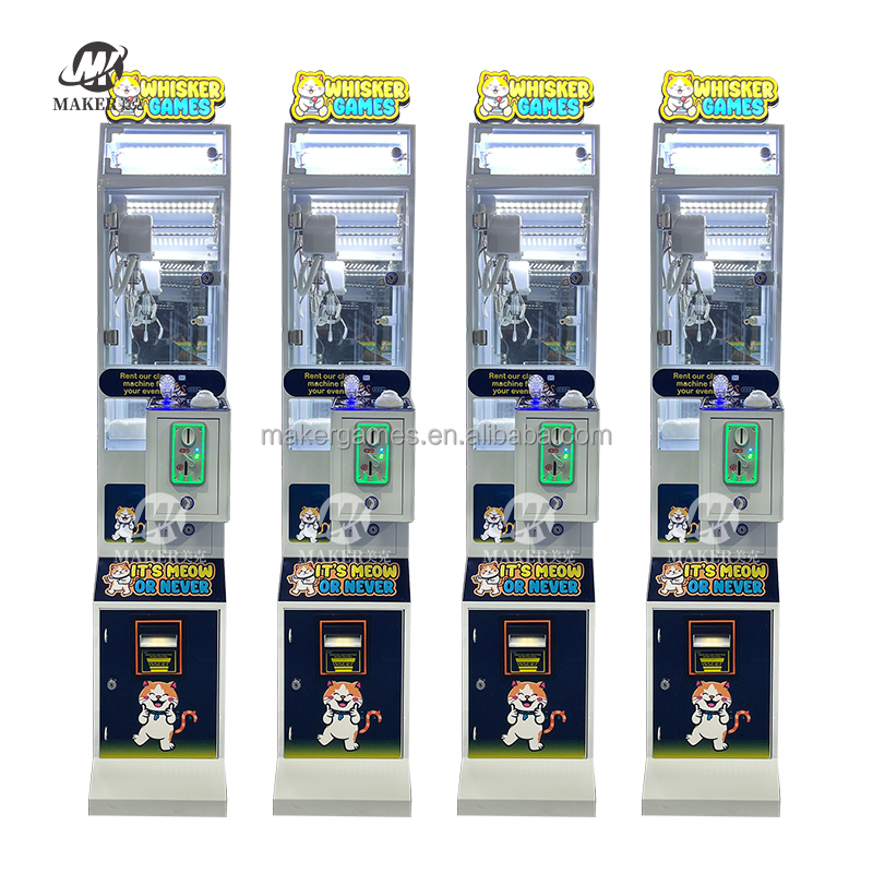 MAKER Cool Cat New Mini Claw Machine Grab Mini Stuffed Animal Toys Arcade Metal Coin Operated Game Mini Doll Machine