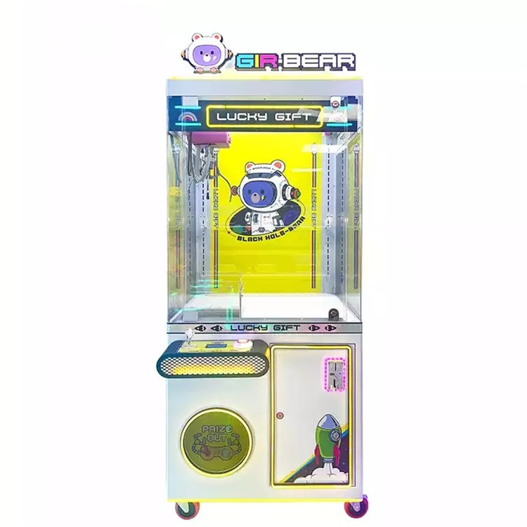 Riteng Hot Slim Video Claw Machine Rubber Duck Joystick Claw Machine UK Plug Mini Claw Machine With Prize Locker
