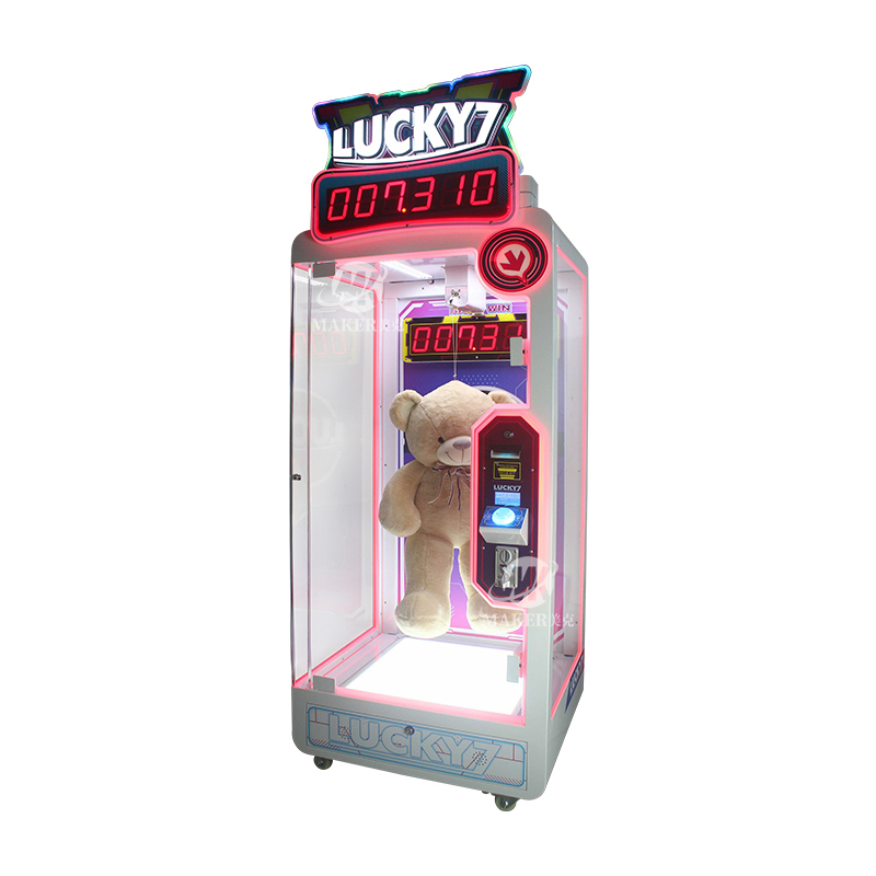MAKER Exciting Countdown Game Cut Big Plush Doll Kids Favorite Metal Coin Operated Games Arcade Lucky 7 Cut Prize Machine