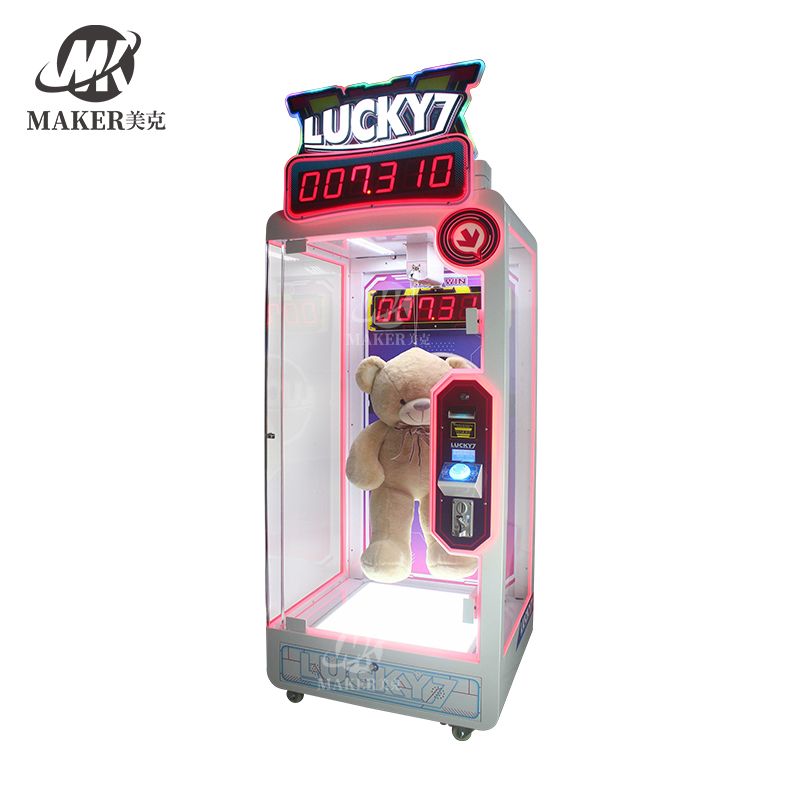 Customized Pink Lucky 7 Arcade Coin Operated Games Claw Prize Machine Cutting Gift Vending Game Machine