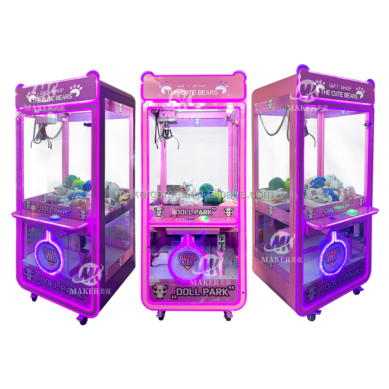 MAKER 5 Styles Doll Machine Give Away Doll Metal Coin Operated Games Grab Toy & Doll Arcade Game Claw Machine