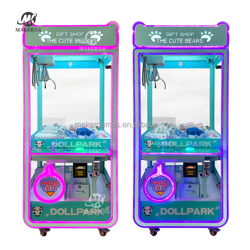 MAKER High Return Gift Shop Cute Bear Metal Crane Claw Machine Coin Operated Game Arcade Coin Vending Machine Claw Machine